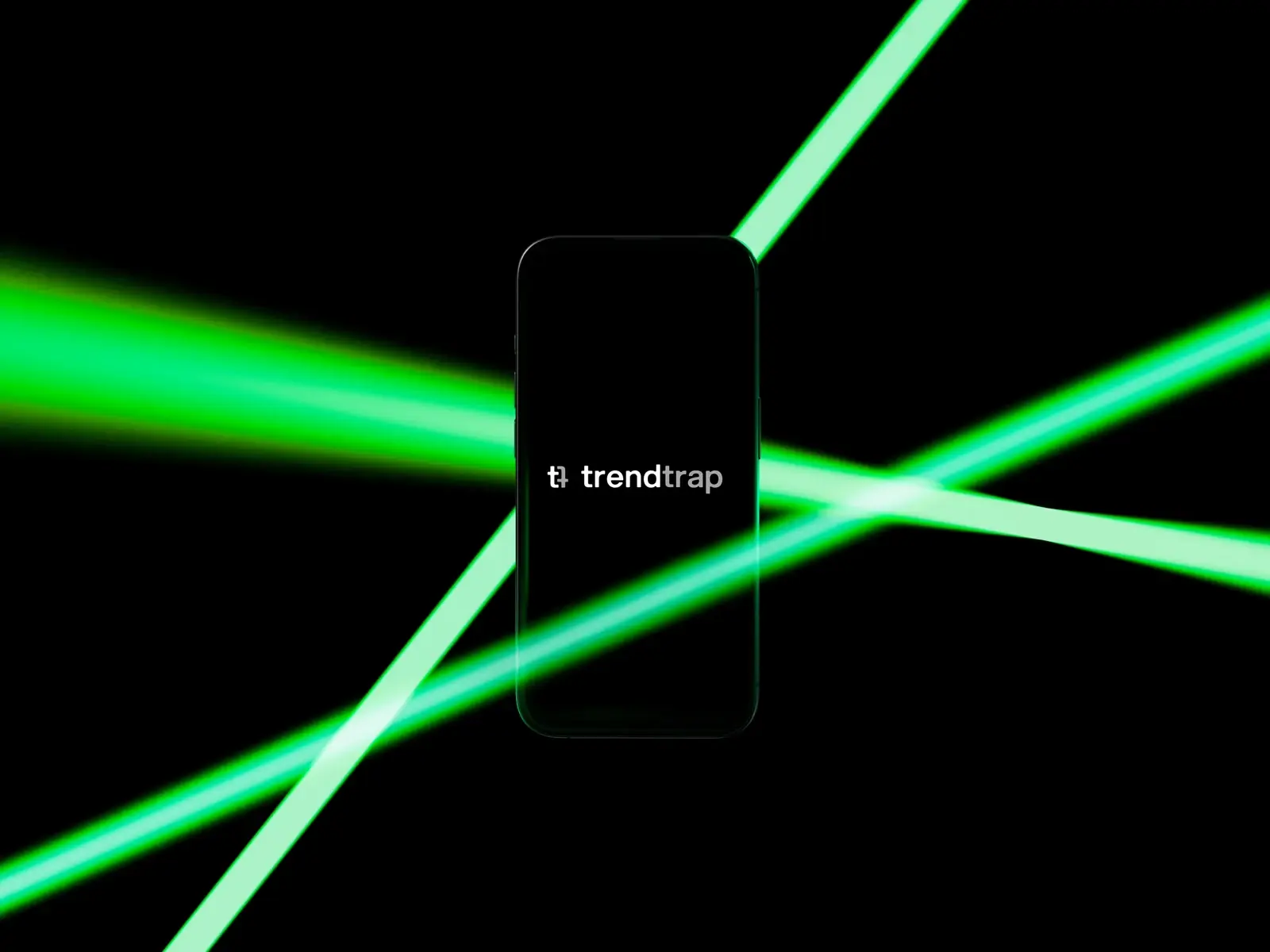 Trend Trap phone surrounded by vivid green beams of light
